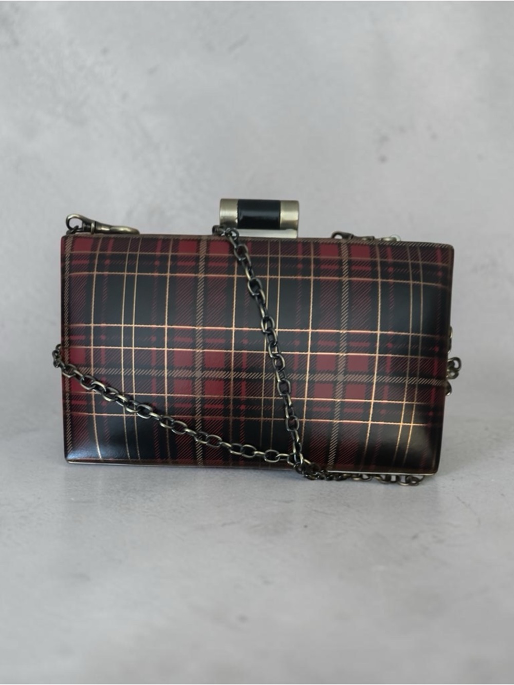 Patricia Nash Alora Tartan Plaid Leather Frame Clutch Crossbody Chain Bag - Picture 3 of 11
